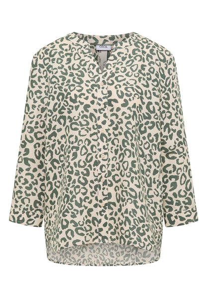 Bluse mit Leo-Muster aus Leinenmix