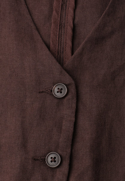 Weste mit V-Neck und Knöpfen aus Leinen