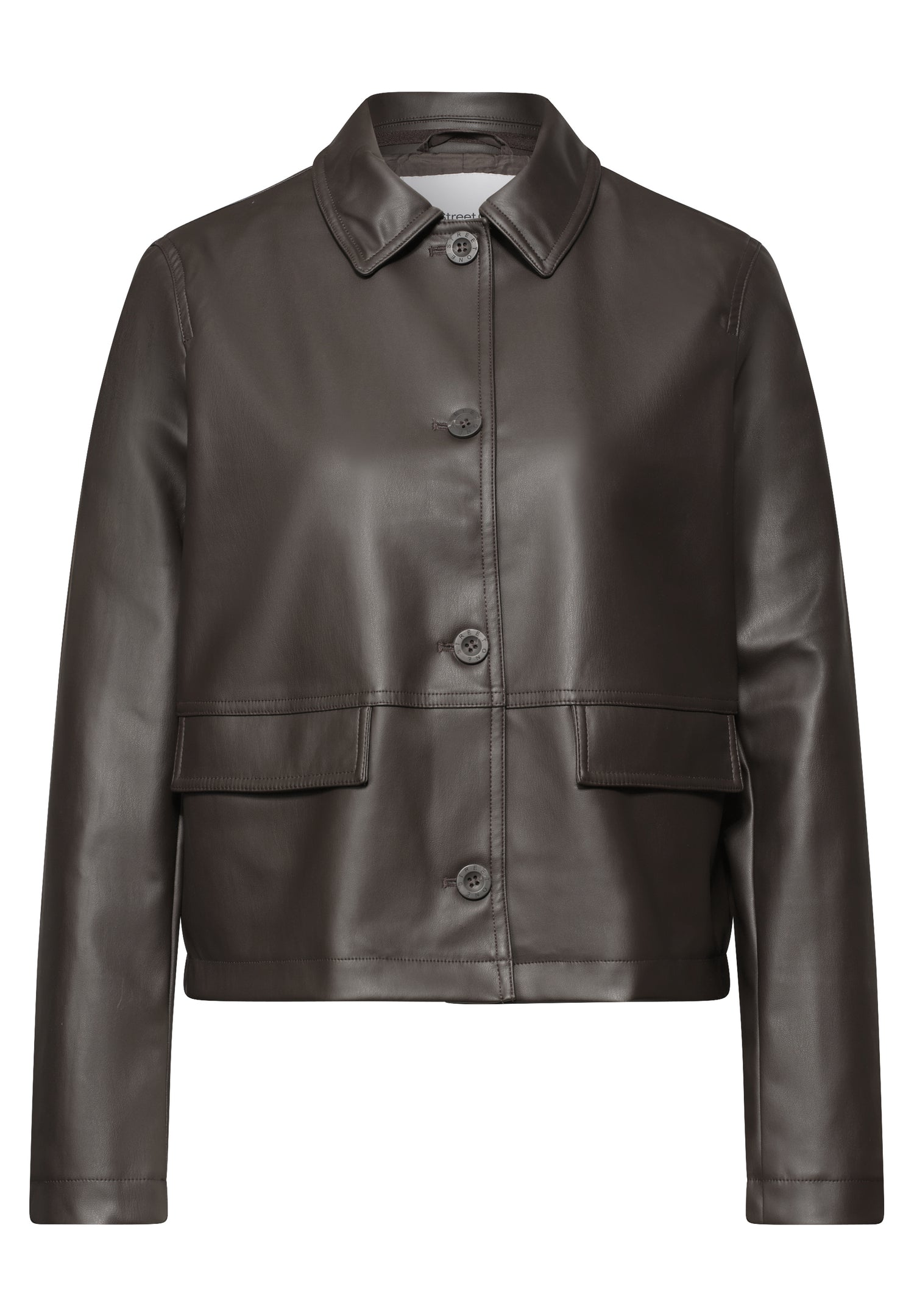 Jacke im Leder-Look mit Knöpfen