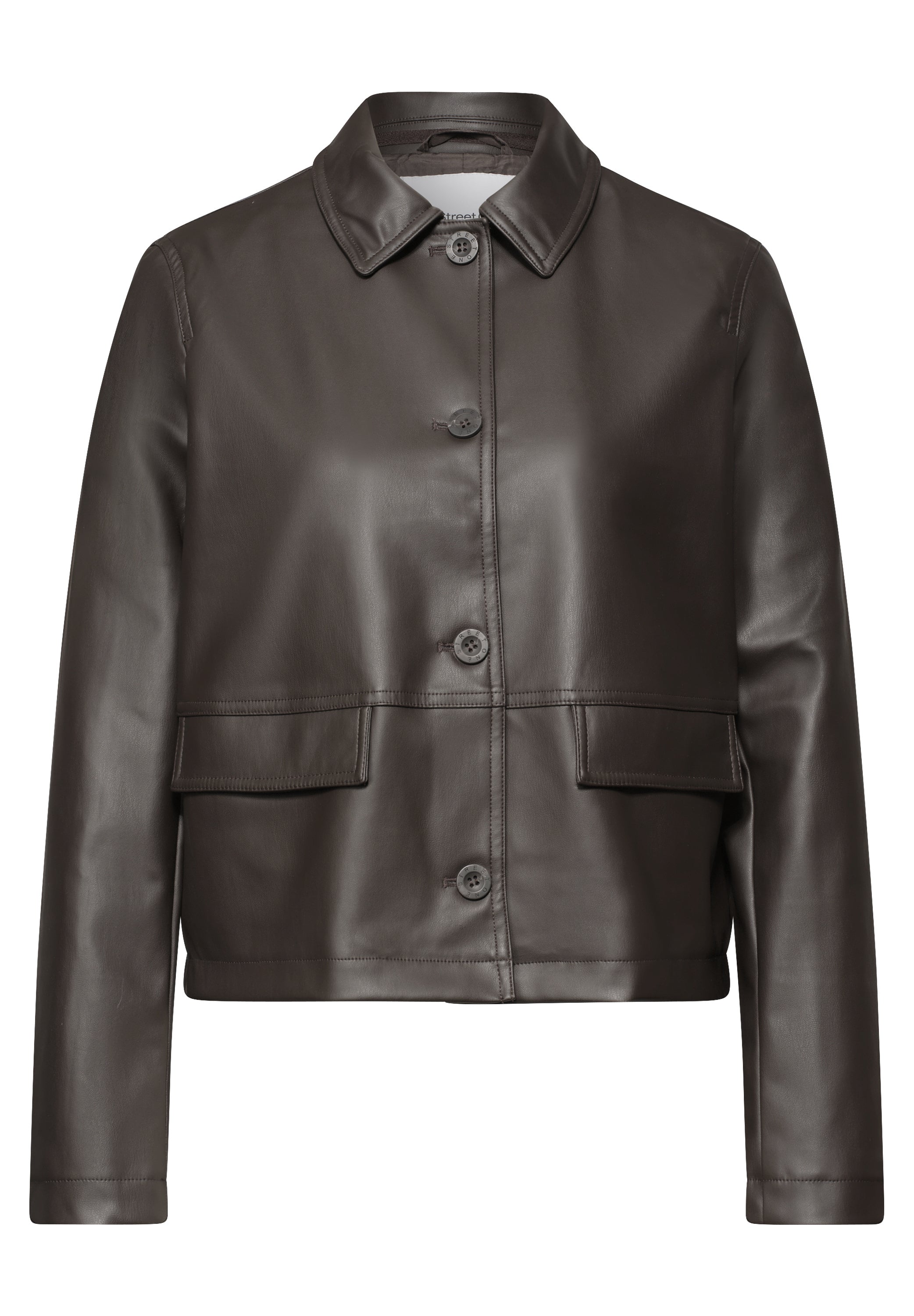 Jacke im Leder-Look mit Knöpfen
