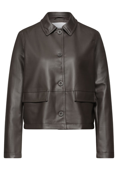 Jacke im Leder-Look mit Knöpfen