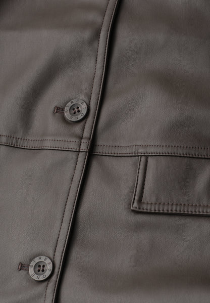 Jacke im Leder-Look mit Knöpfen