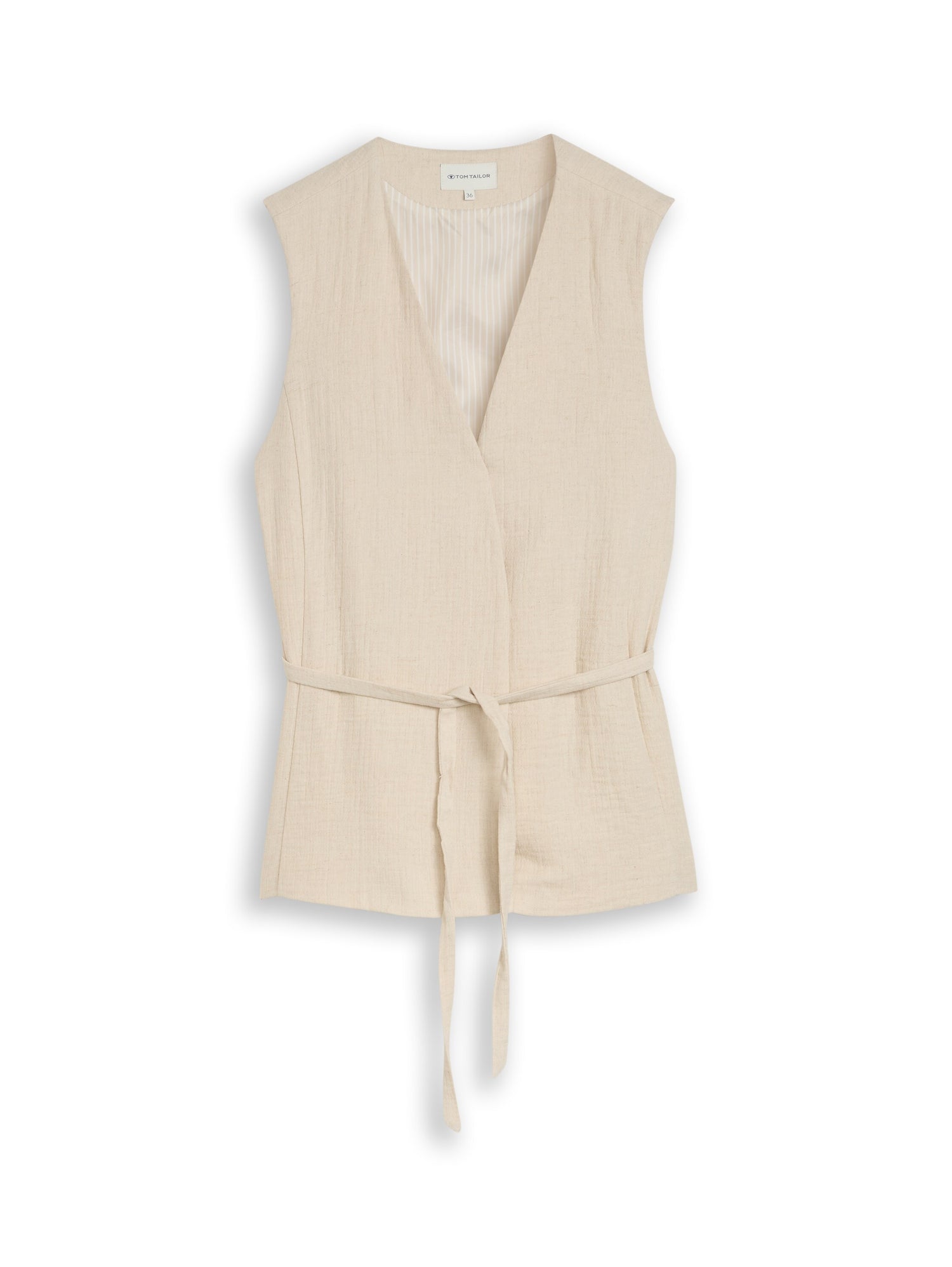 Crinkle Blazer-Weste mit Leinenanteil
