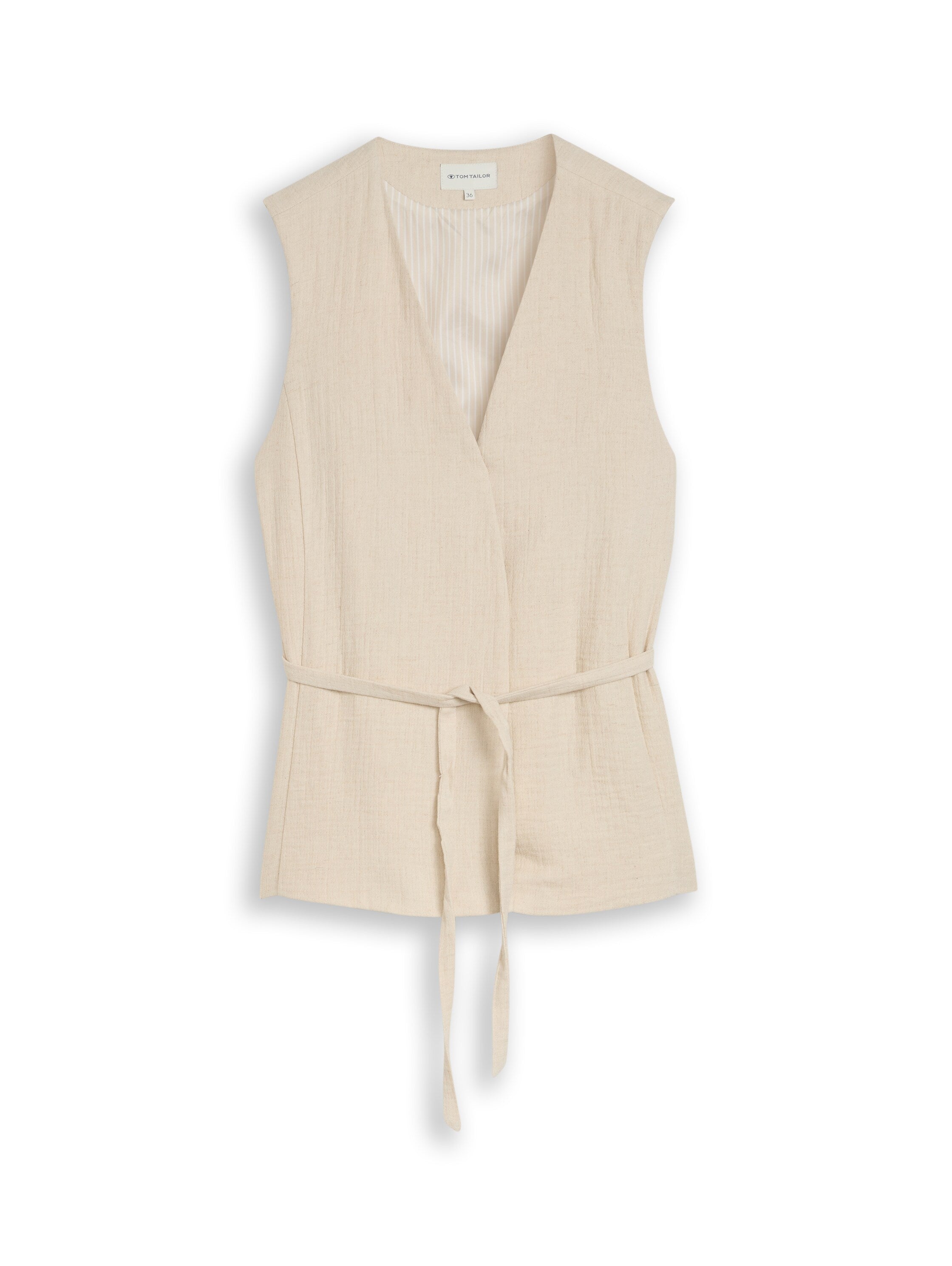 Crinkle Blazer-Weste mit Leinenanteil