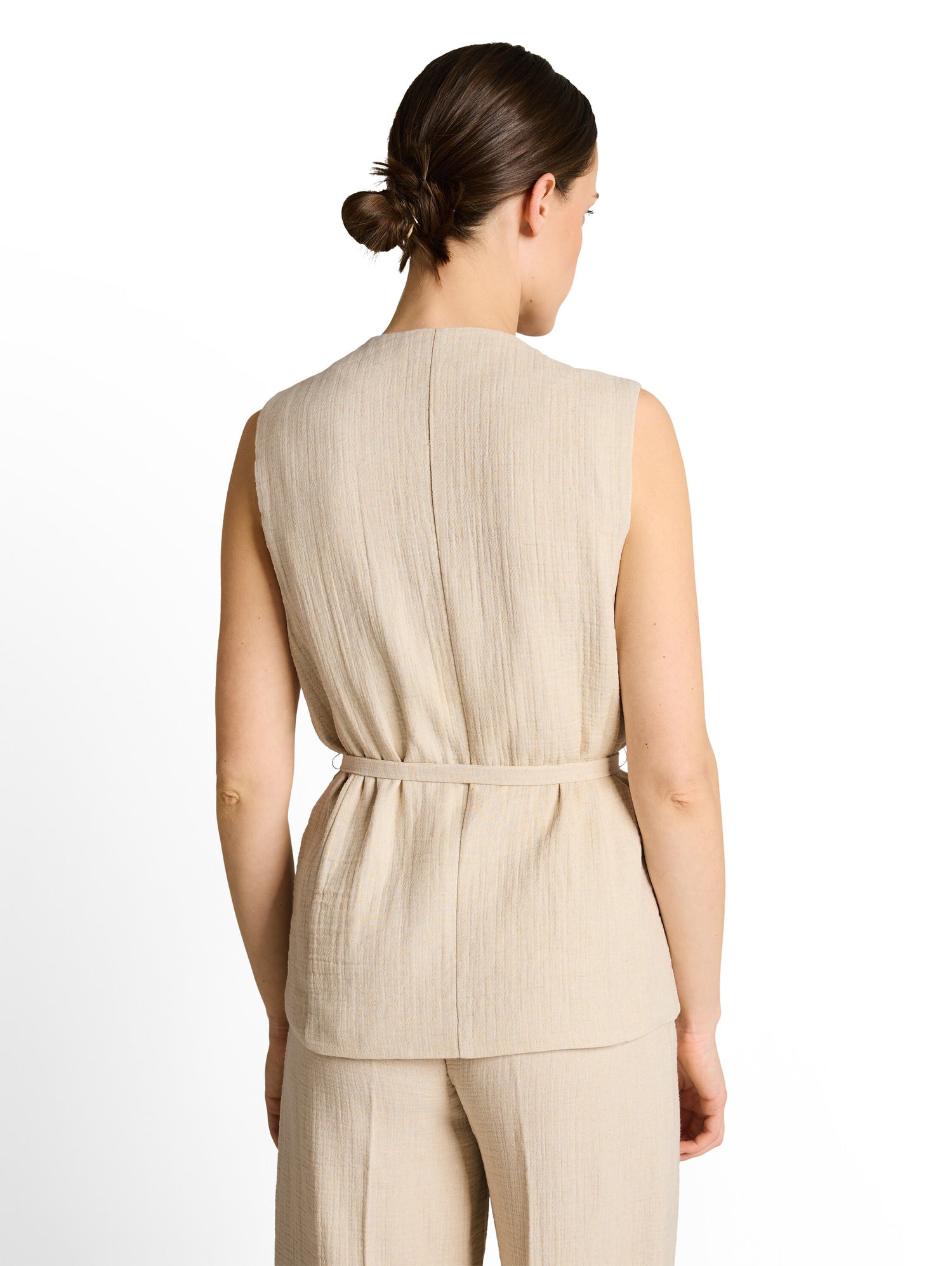 Crinkle Blazer-Weste mit Leinenanteil