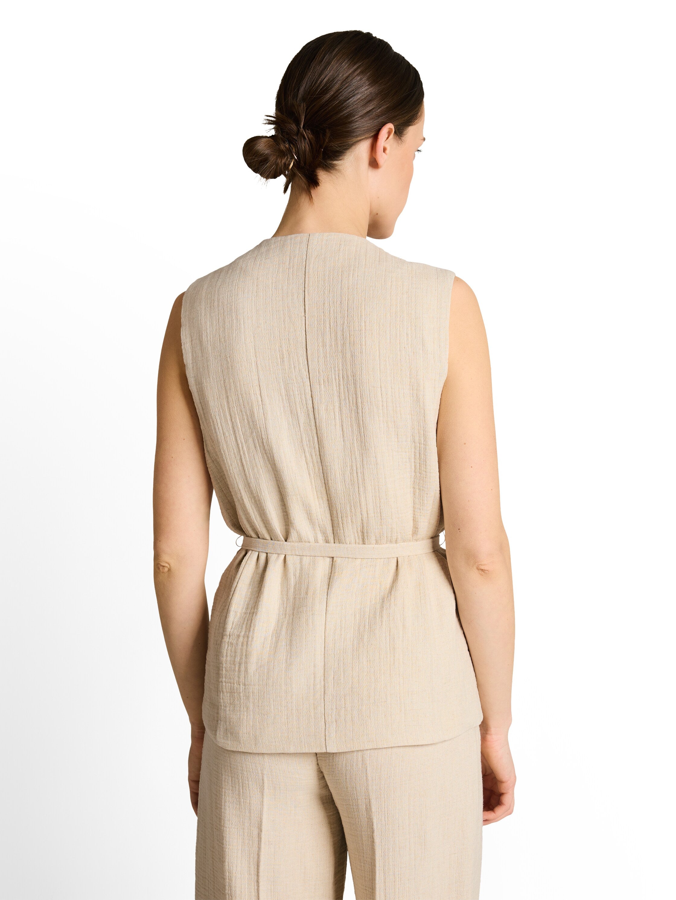 Crinkle Blazer-Weste mit Leinenanteil