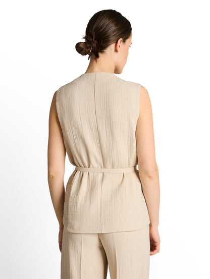 Crinkle Blazer-Weste mit Leinenanteil
