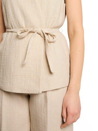 Crinkle Blazer-Weste mit Leinenanteil