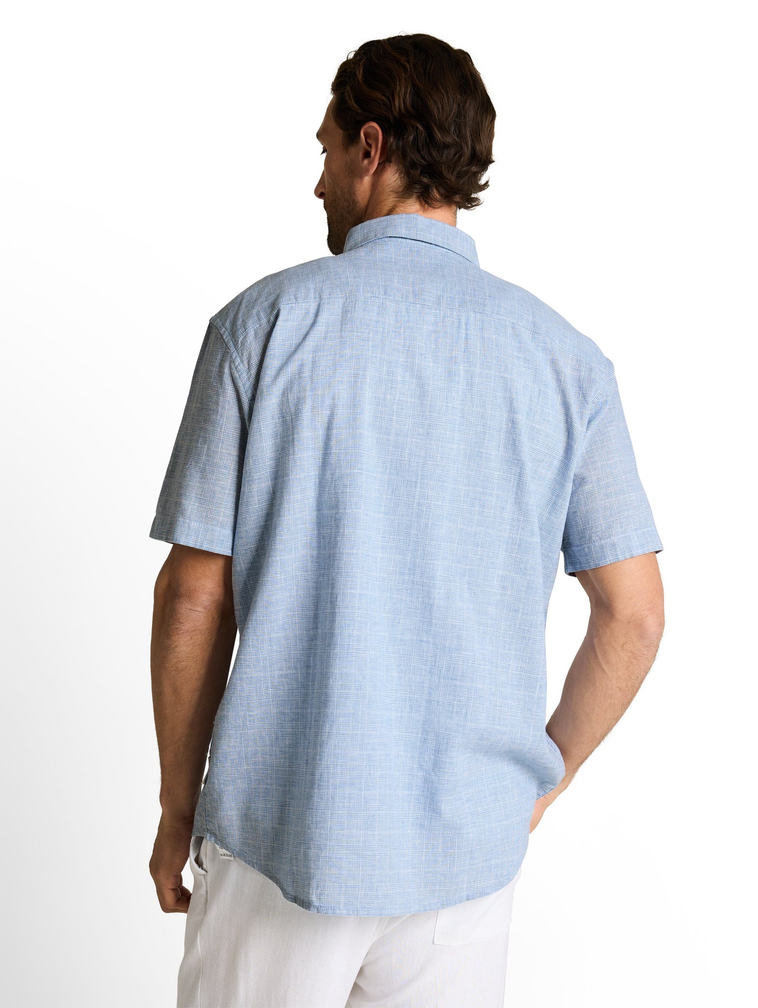Regular Fit Kurzarmhemd mit Leinenanteil