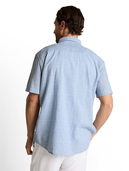 Regular Fit Kurzarmhemd mit Leinenanteil