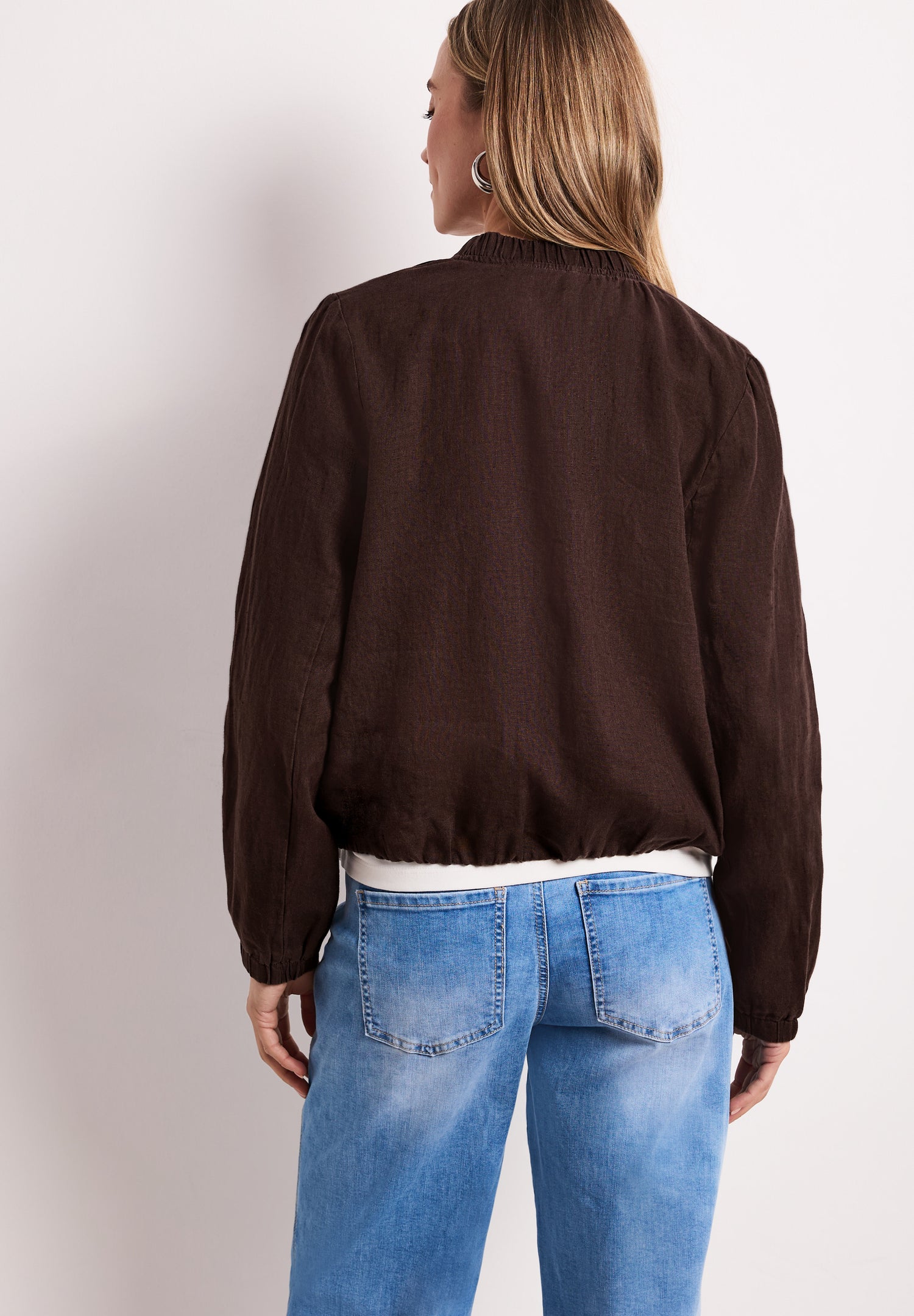 Blouson mit gerafftem Saum und Zipper