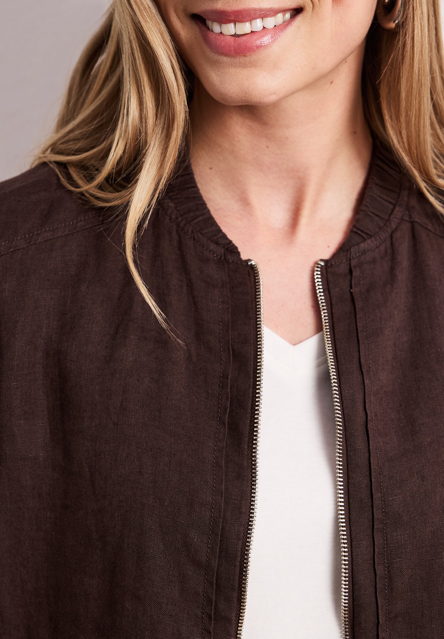 Blouson mit gerafftem Saum und Zipper