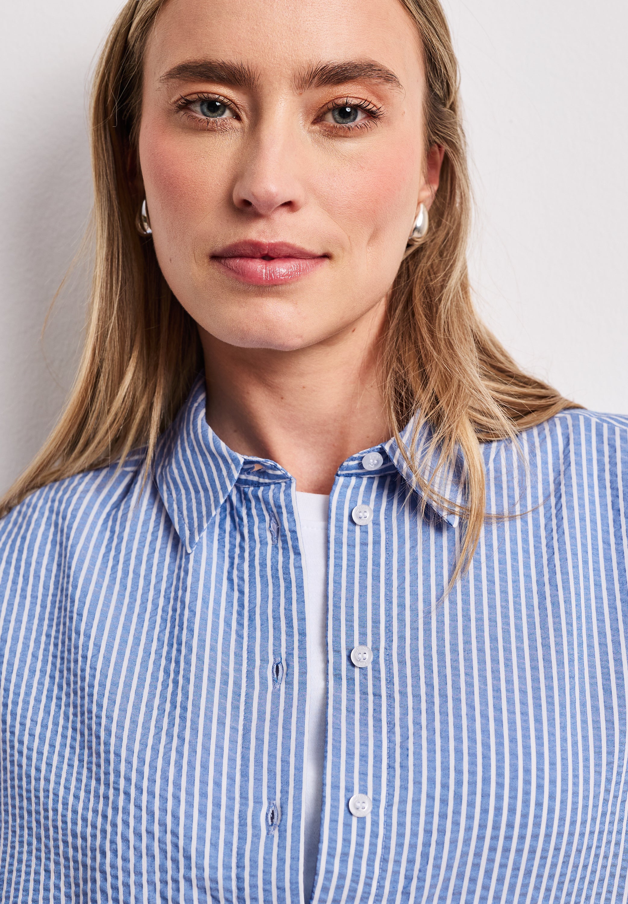 Langarm Bluse aus Seersuckerqualität