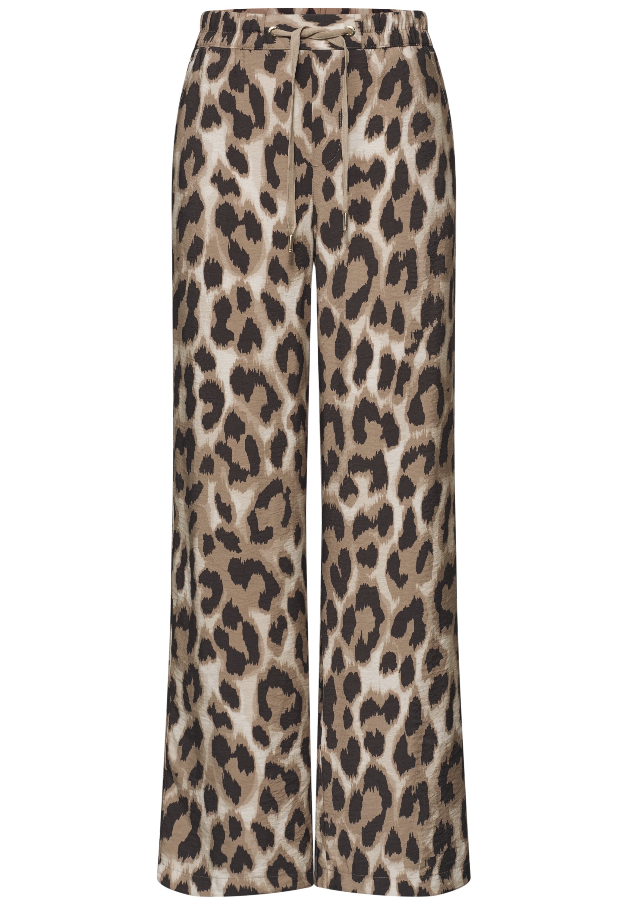 High Waist Wide Leg Hose mit Leo-Print