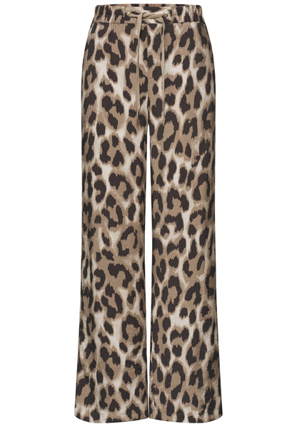 High Waist Wide Leg Hose mit Leo-Print