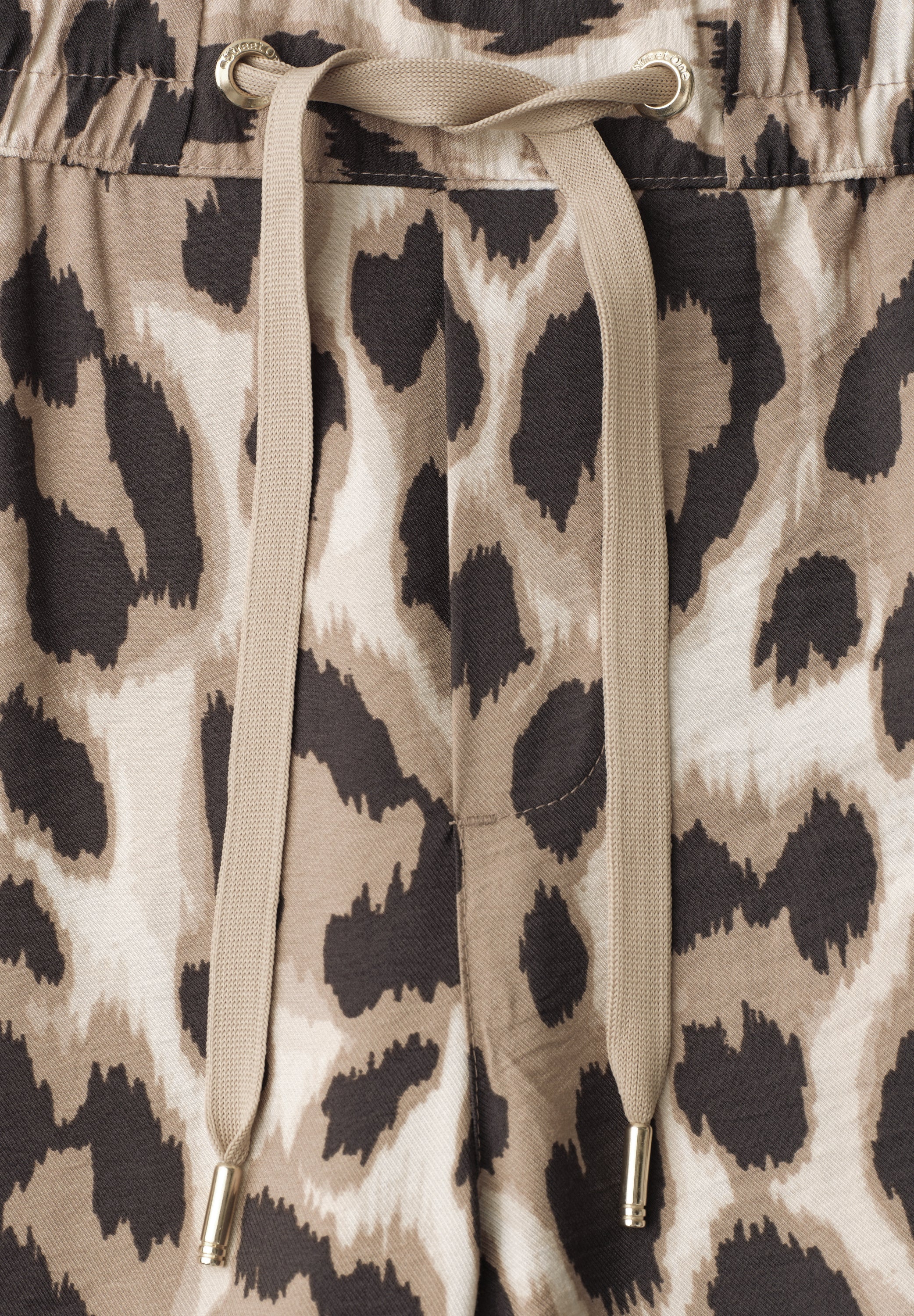 High Waist Wide Leg Hose mit Leo-Print
