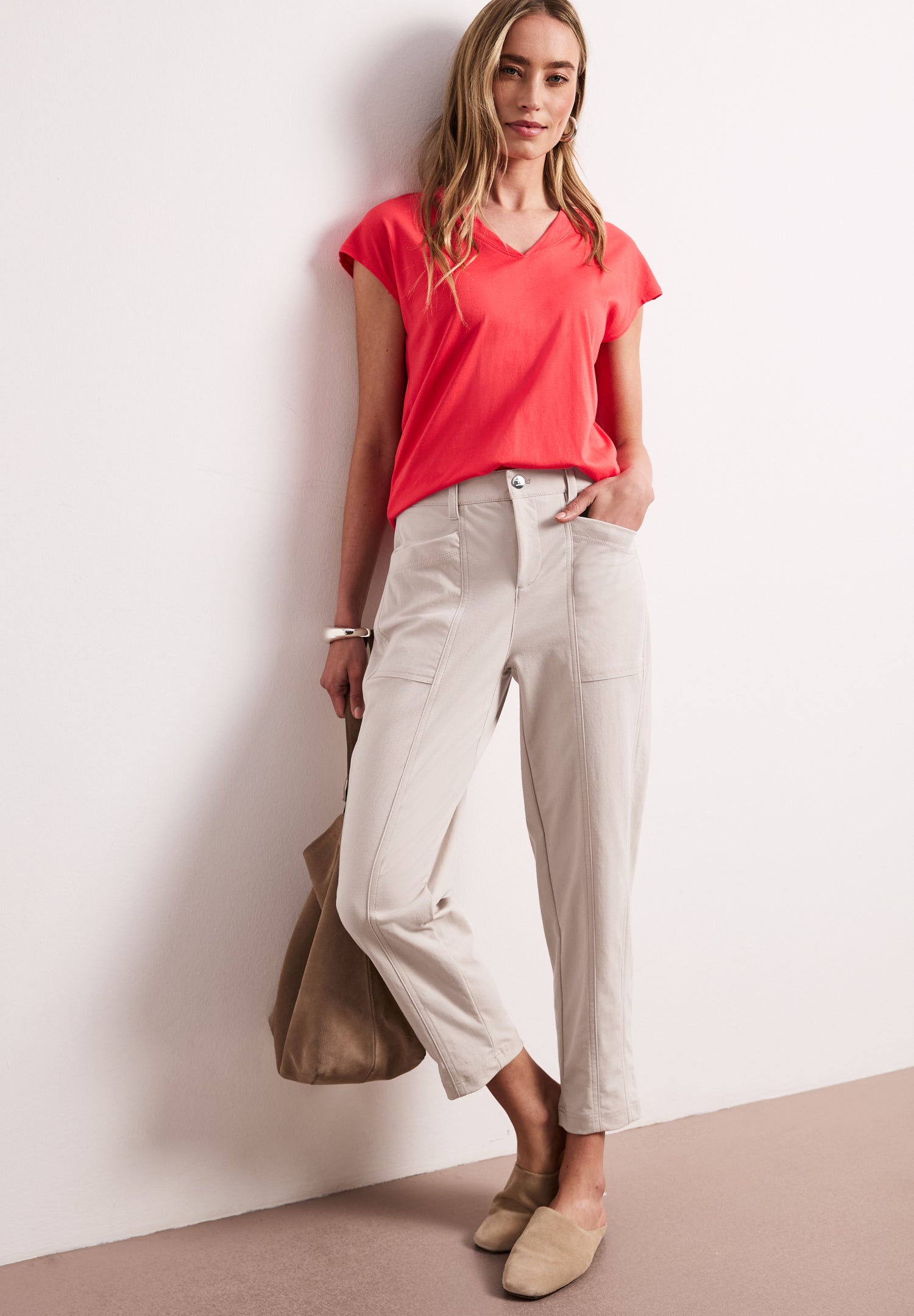 High Waist Barrel Leg Hose im Casual Fit