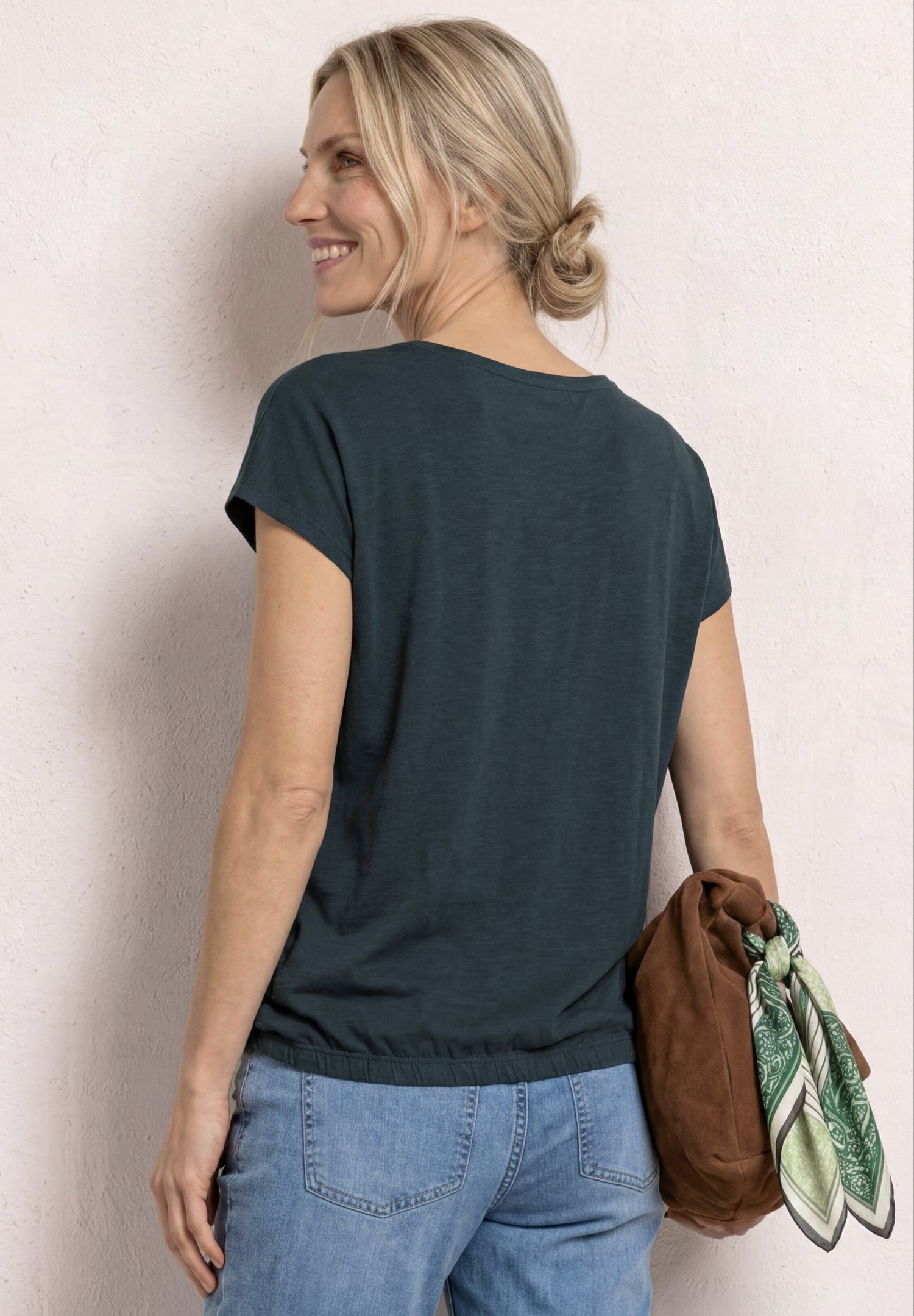Dropped Shoulder Shirt mit Wasserfall-Front