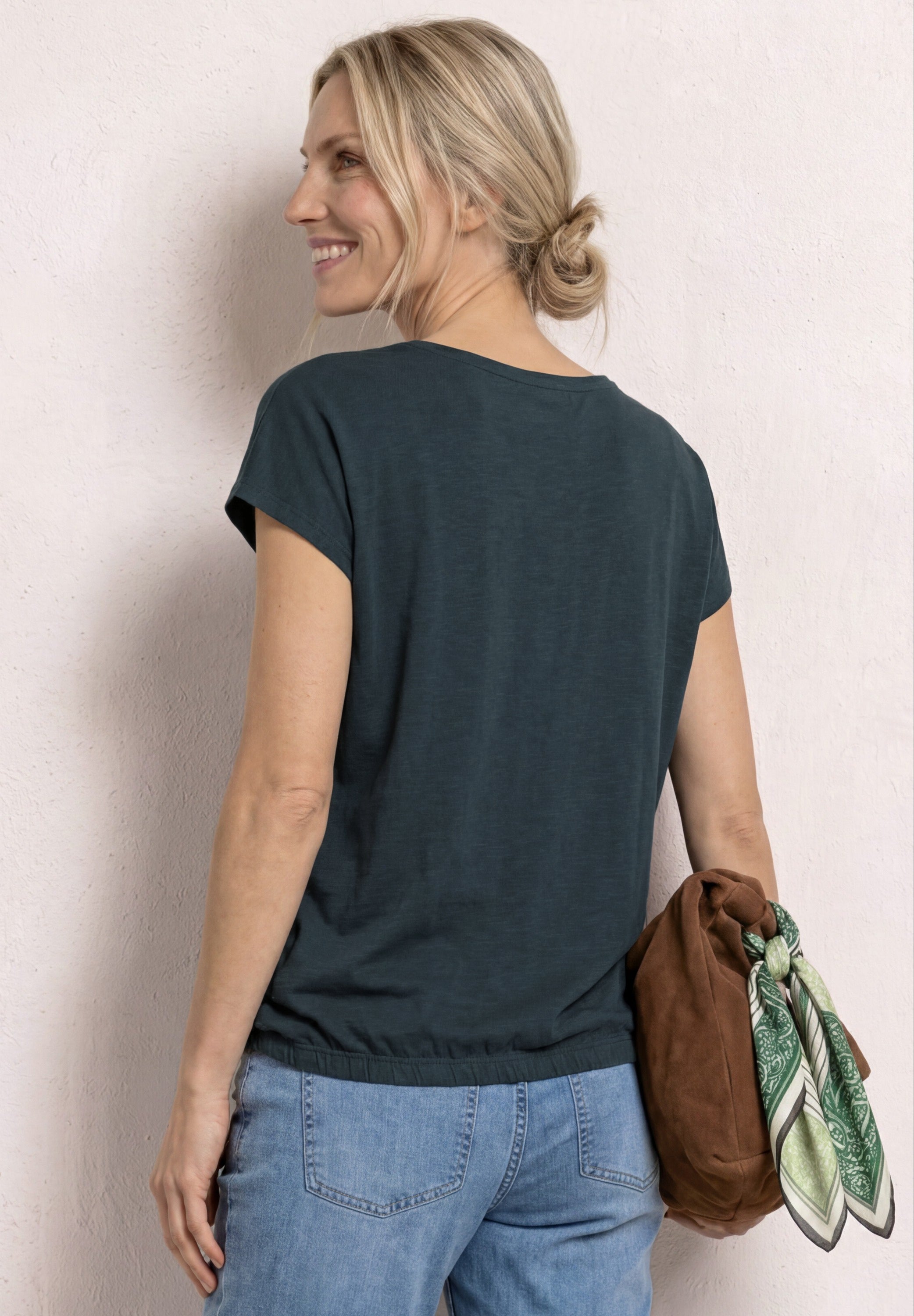 Dropped Shoulder Shirt mit Wasserfall-Front