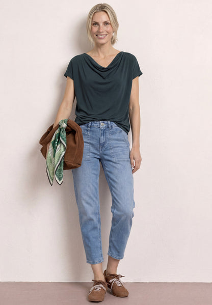 Dropped Shoulder Shirt mit Wasserfall-Front