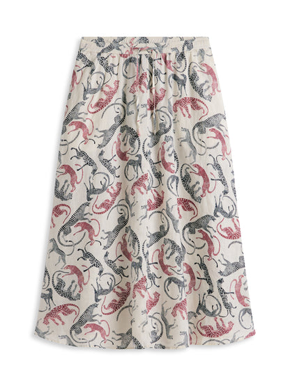 Pure Linen A-Line Midi Skirt