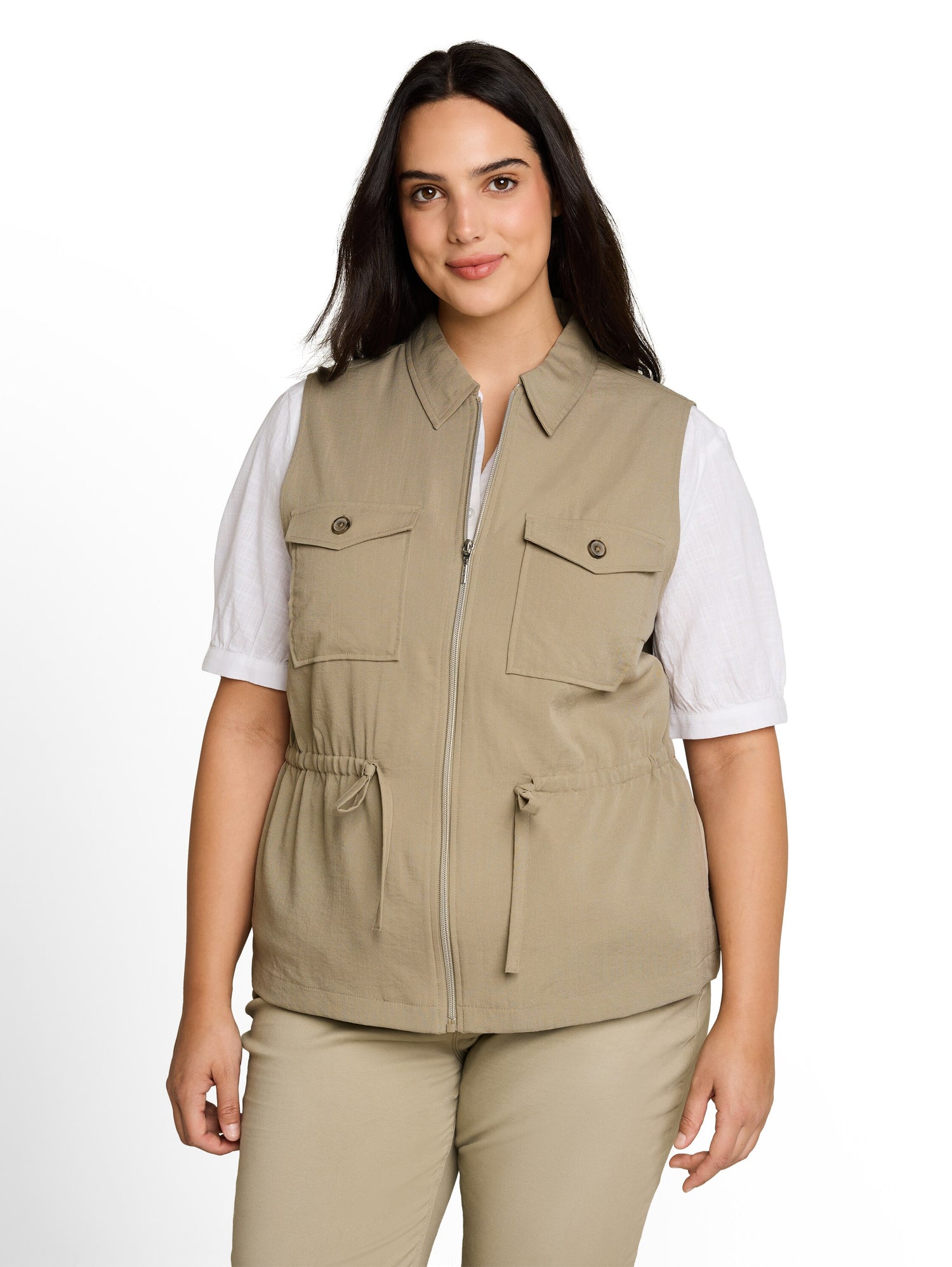 Plus Size - Regular Fit Weste mit Brusttaschen