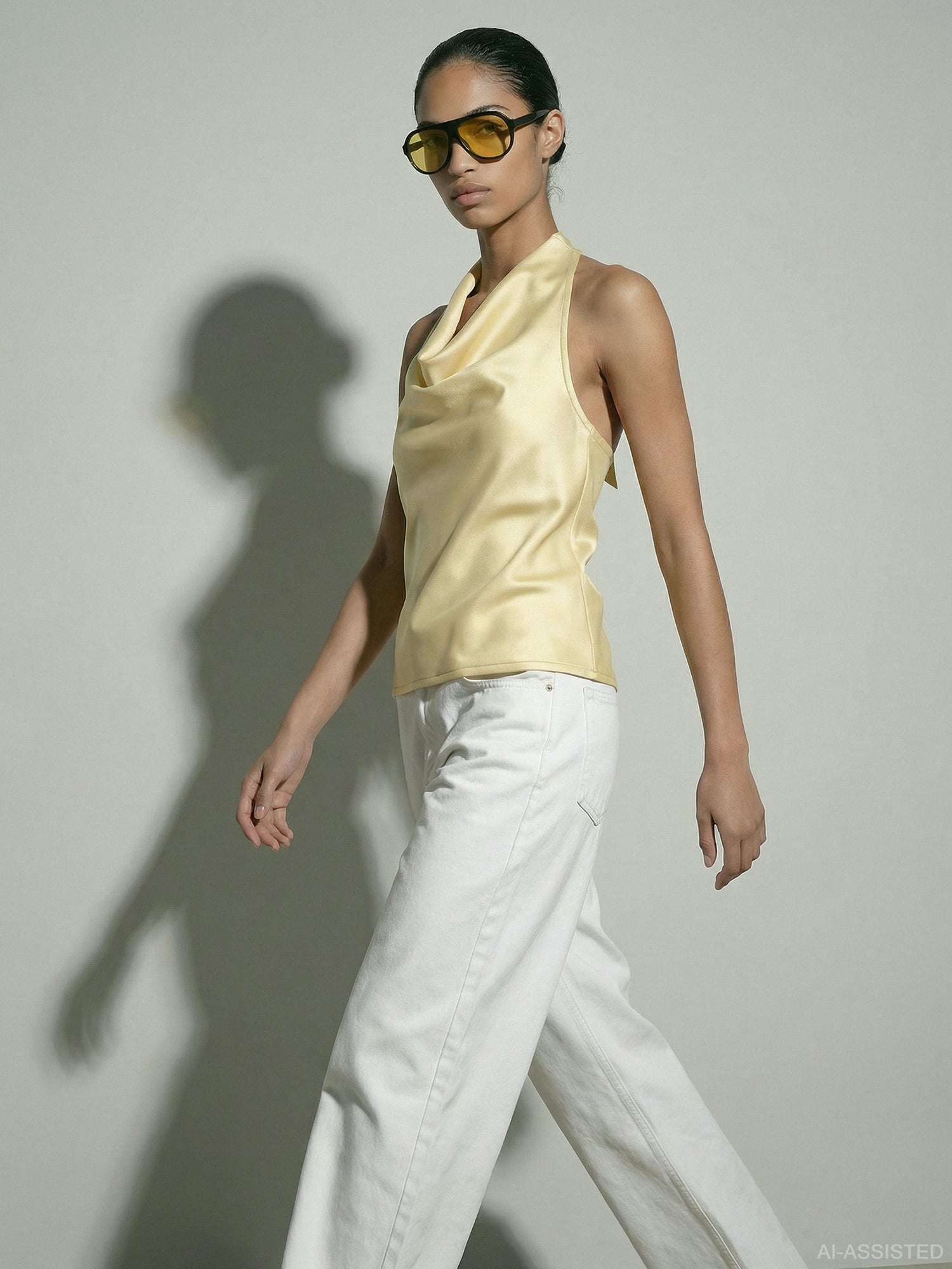 HDLEAH SATIN HALTERNECK TOP