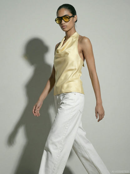 HDLEAH SATIN HALTERNECK TOP
