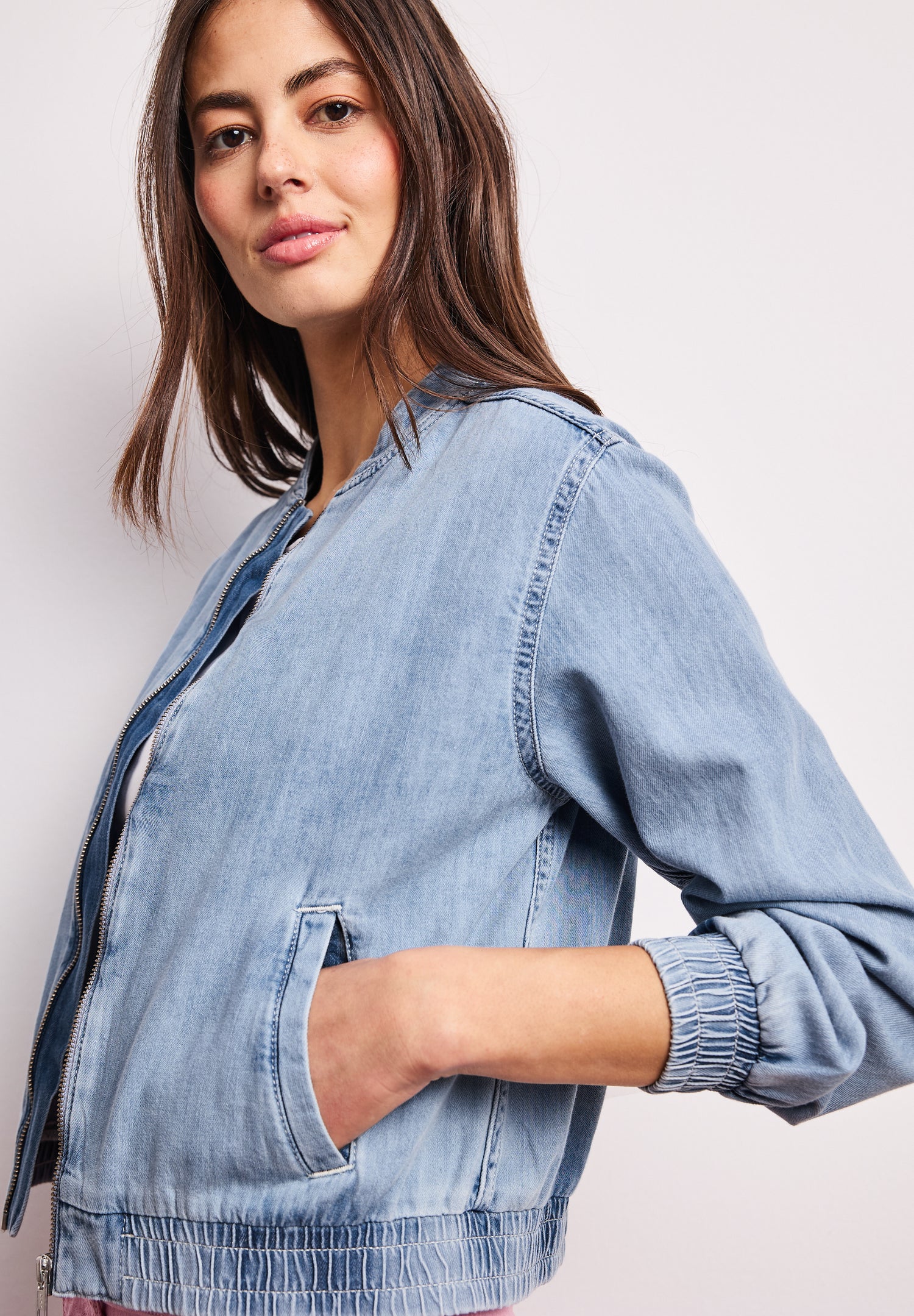Blouson im Denim-Look mit Taschen