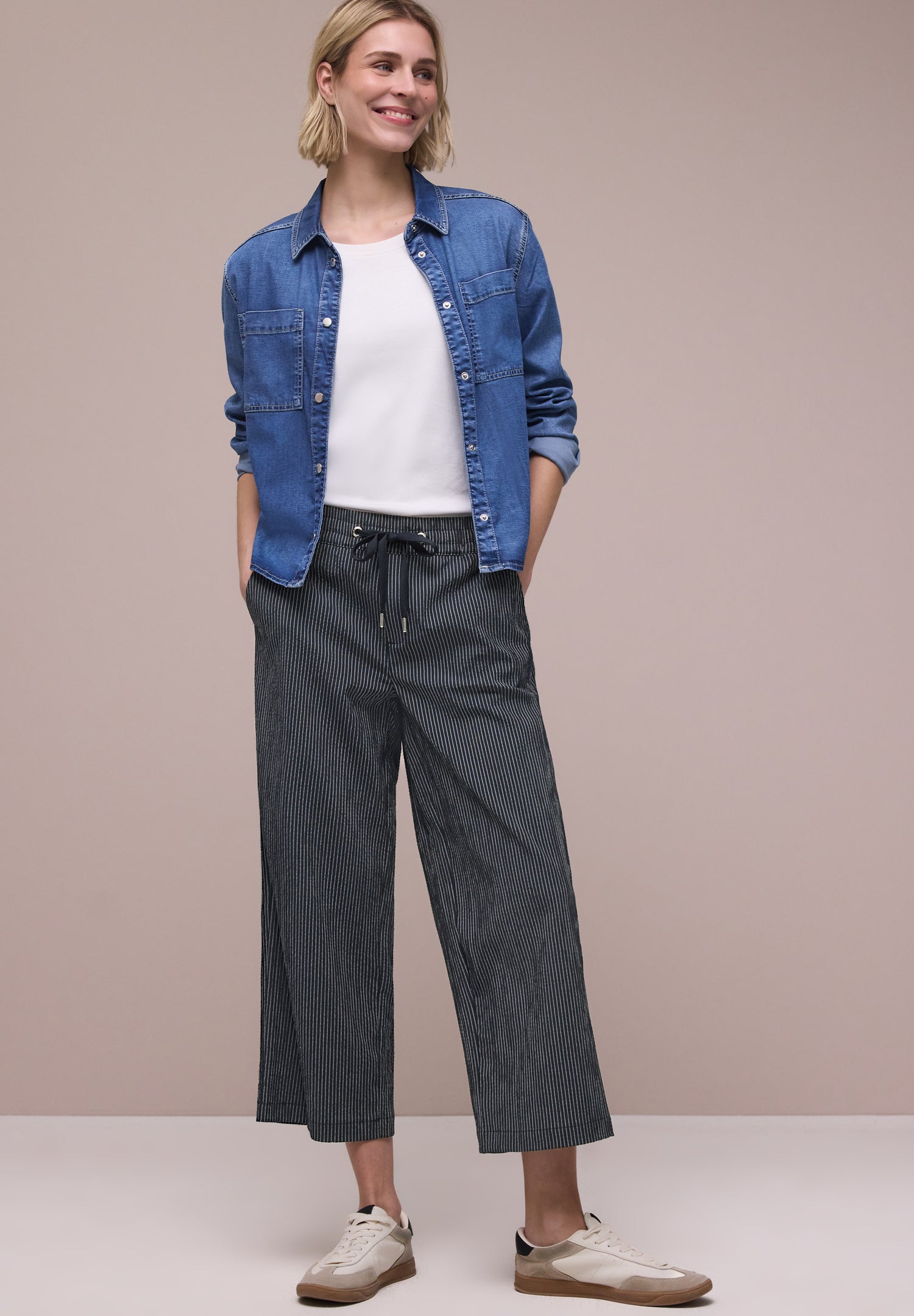 Wide Leg Hose im Loose Fit mit Streifen