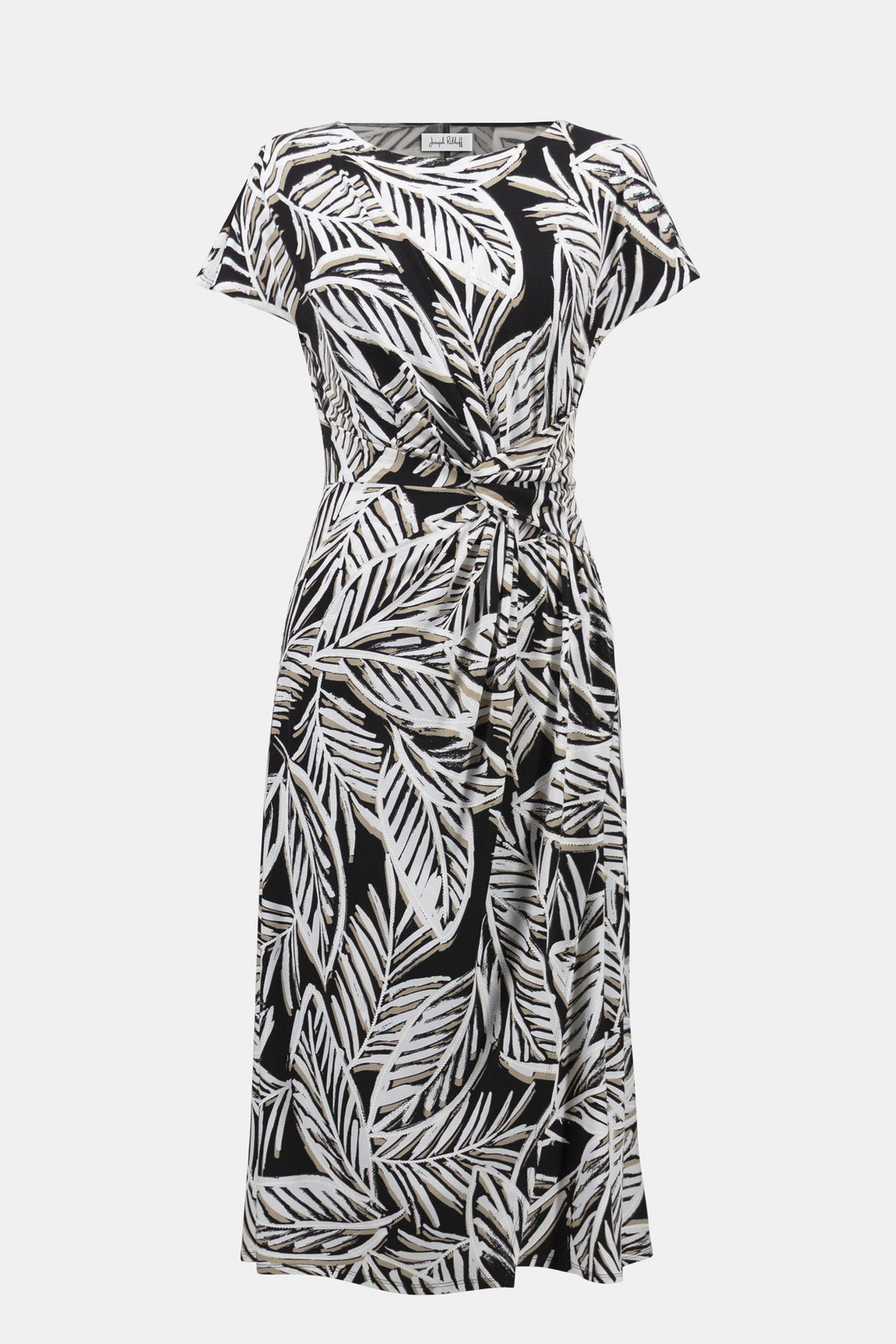 Fit-and-Flare-Kleid mit tropischem Print und U-Boot-Ausschnitt