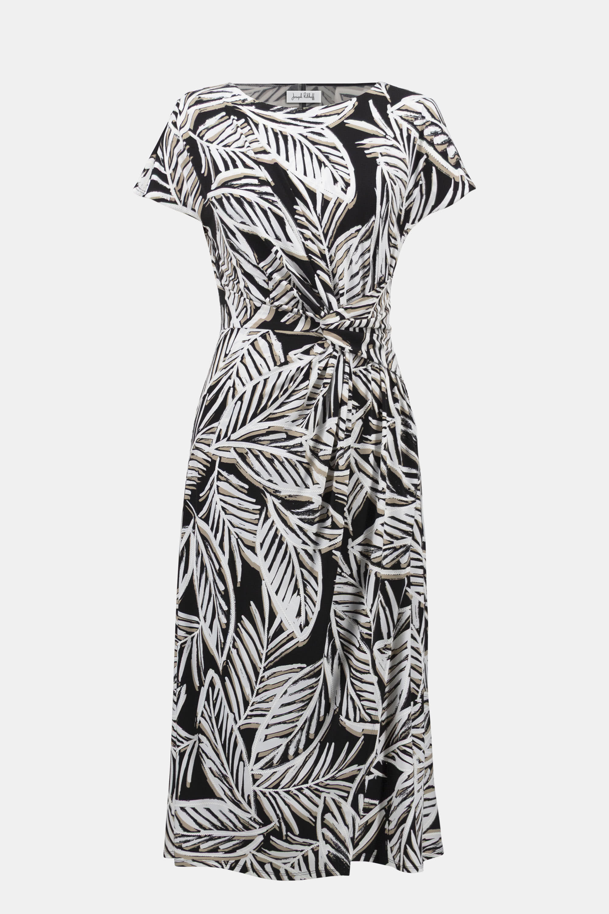Fit-and-Flare-Kleid mit tropischem Print und U-Boot-Ausschnitt
