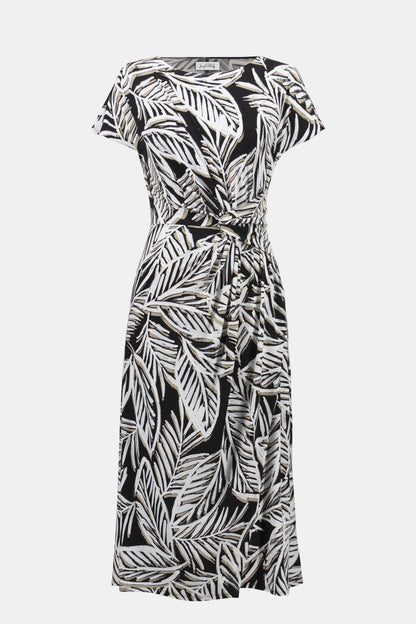 Fit-and-Flare-Kleid mit tropischem Print und U-Boot-Ausschnitt