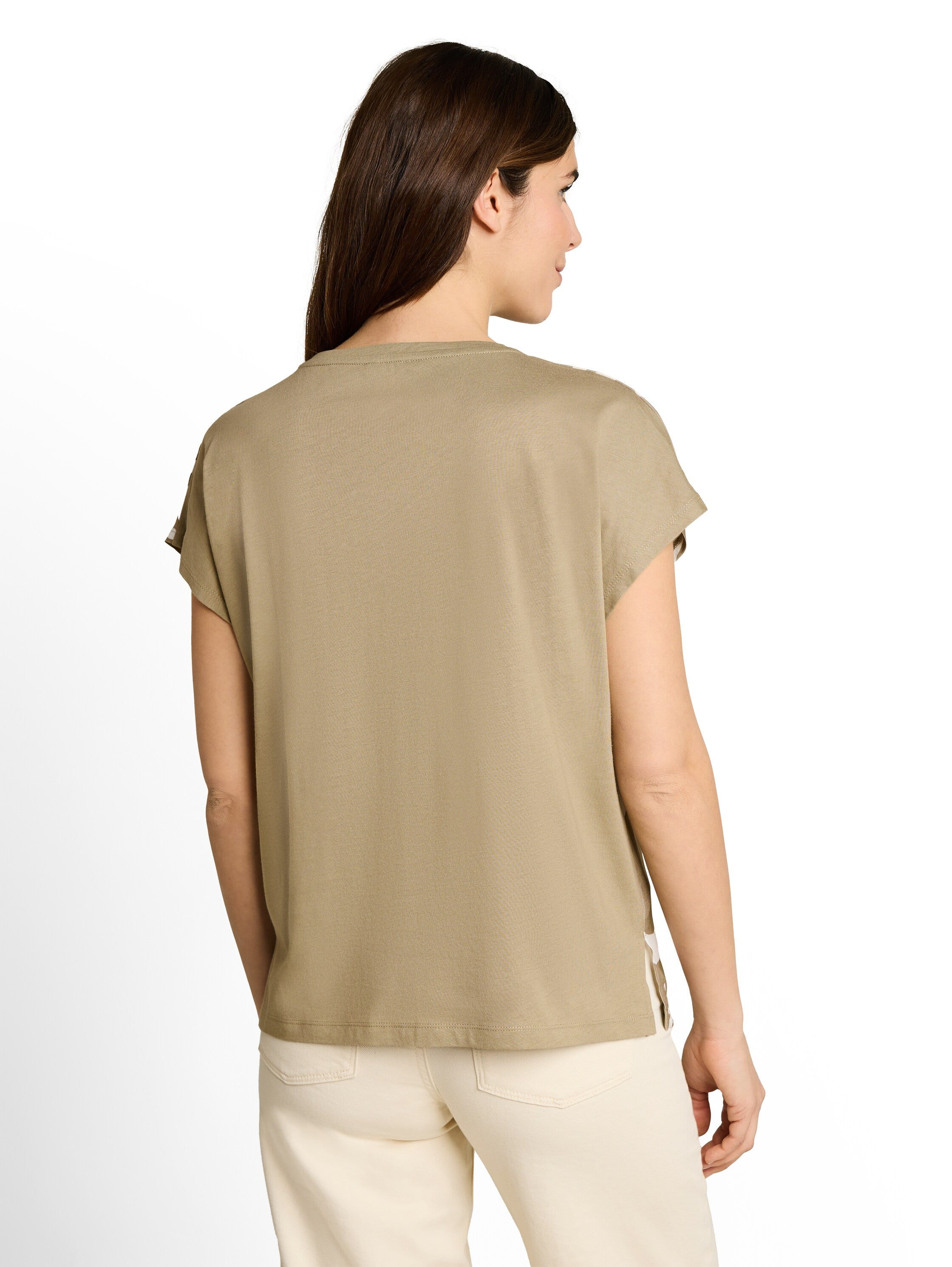 T-Shirt im Material-Mix