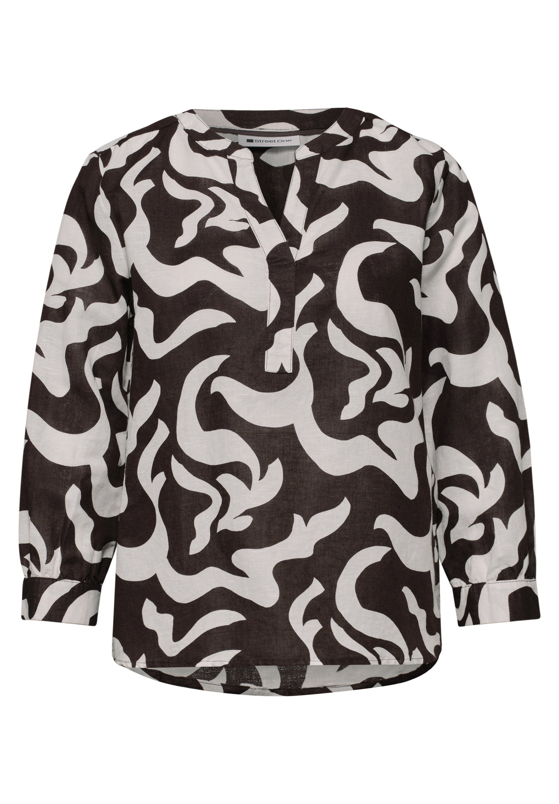 Bluse mit Split Neck aus Leinenmix