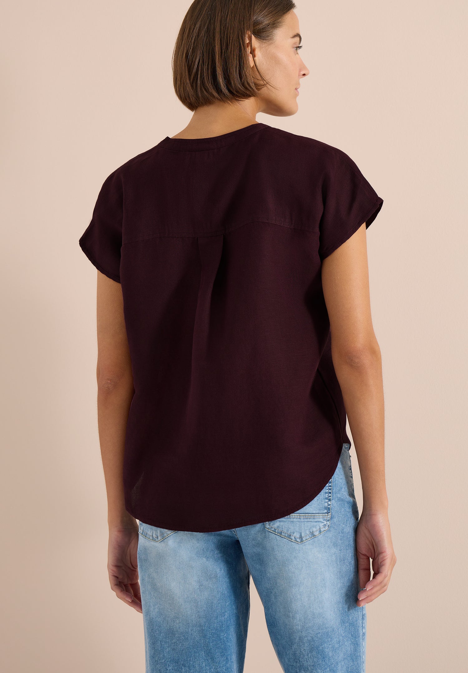 Dropped Shoulder Bluse aus Leinenmix