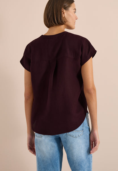 Dropped Shoulder Bluse aus Leinenmix