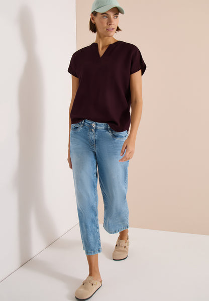 Dropped Shoulder Bluse aus Leinenmix