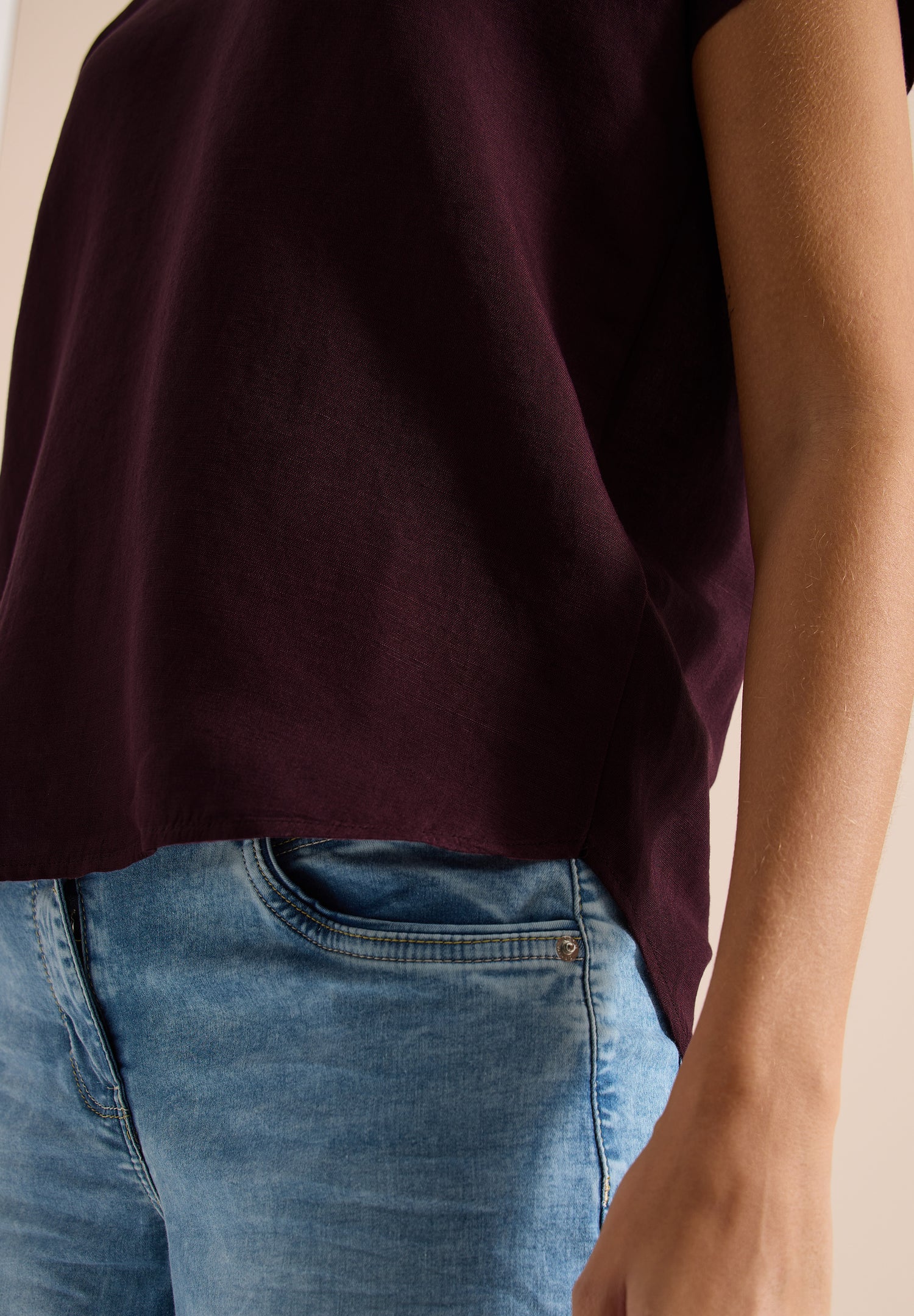 Dropped Shoulder Bluse aus Leinenmix