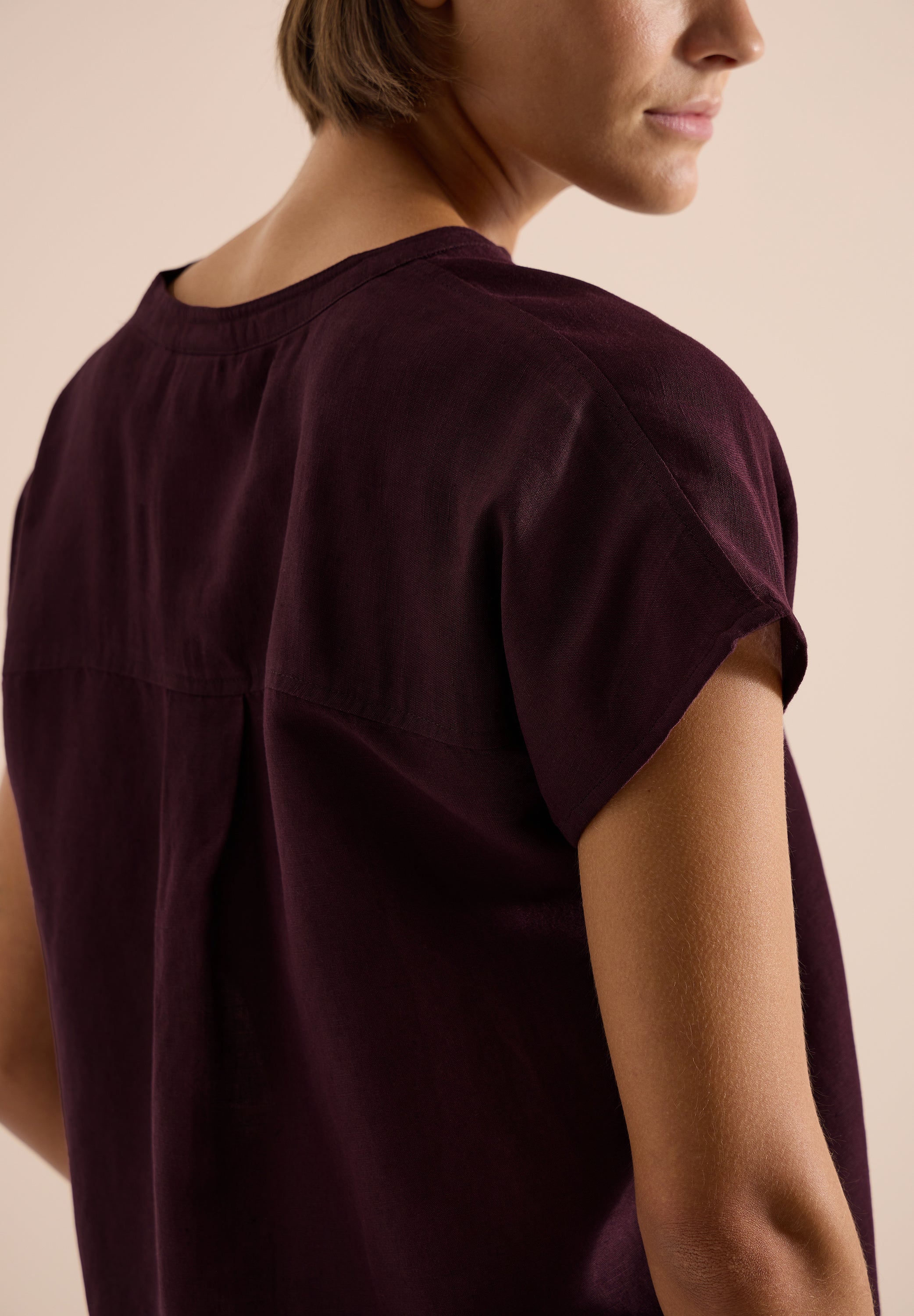 Dropped Shoulder Bluse aus Leinenmix