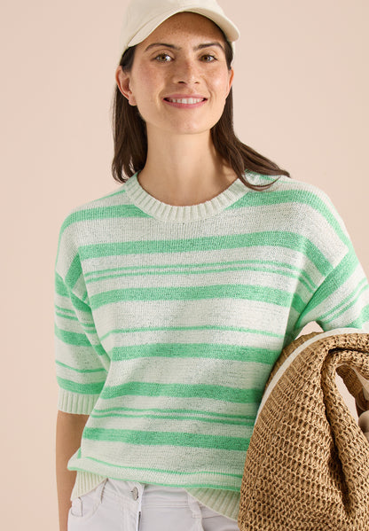 Kurzarm Pullover mit Streifen