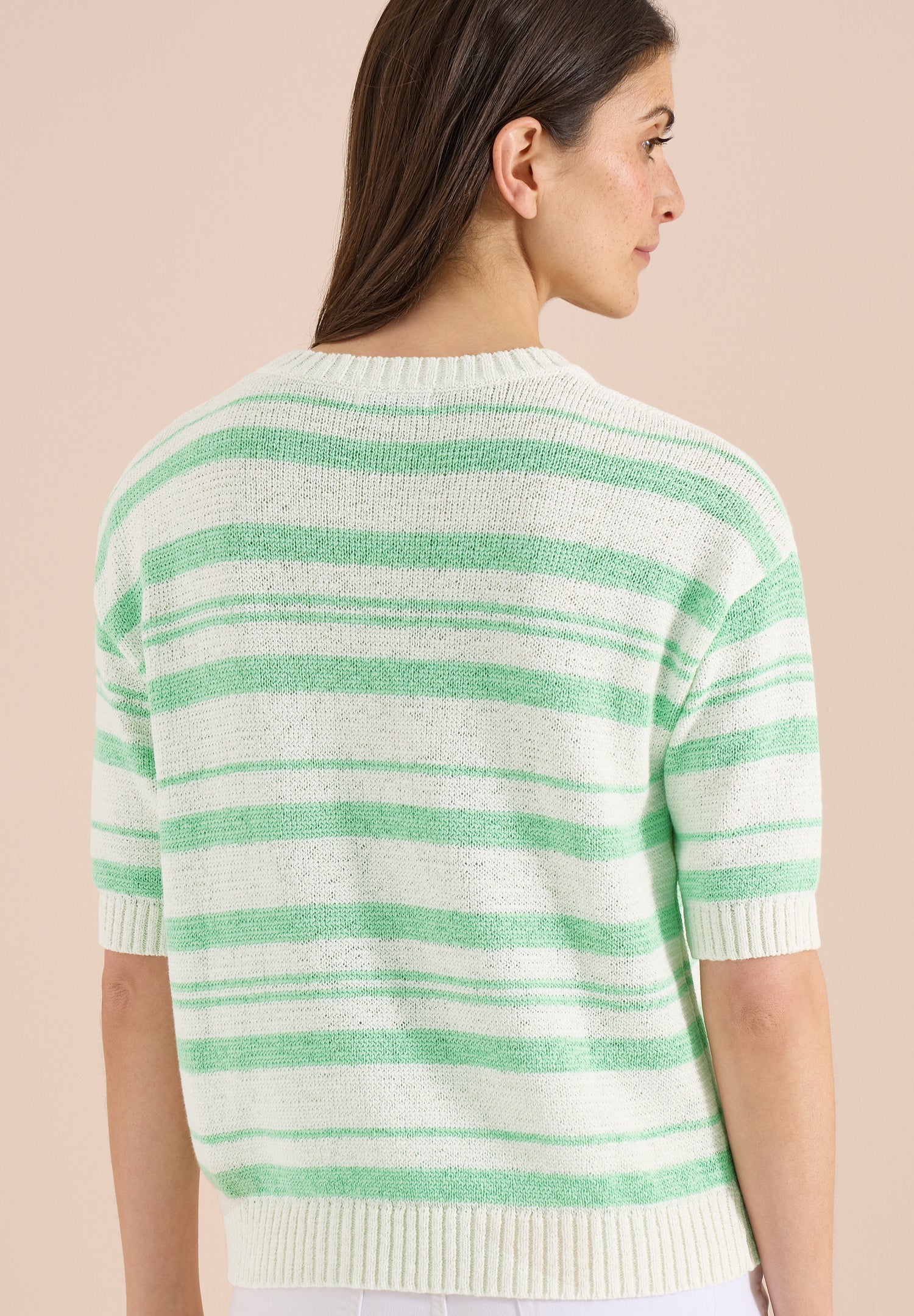 Kurzarm Pullover mit Streifen