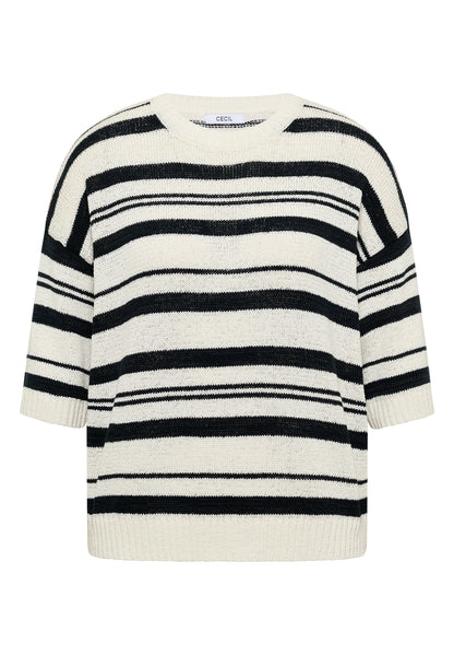 Kurzarm Pullover mit Streifen