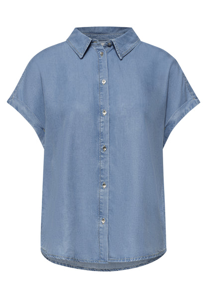 Dropped Shoulder Hemdbluse im Denim-Look