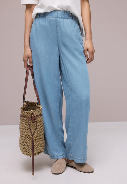High Waist Wide Leg Hose mit Knopfdetails