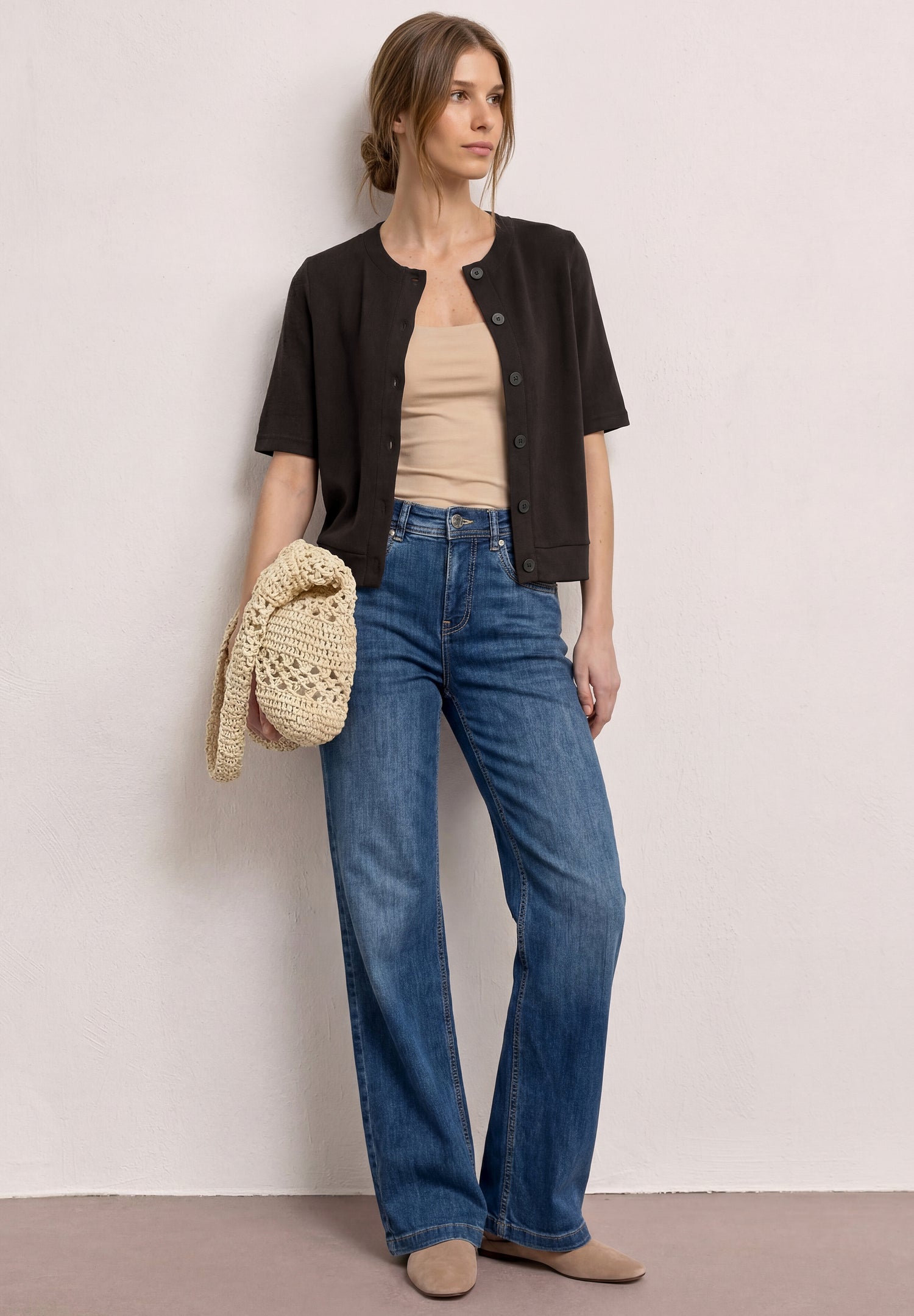 Kurzarm Jacke im Strick-Look