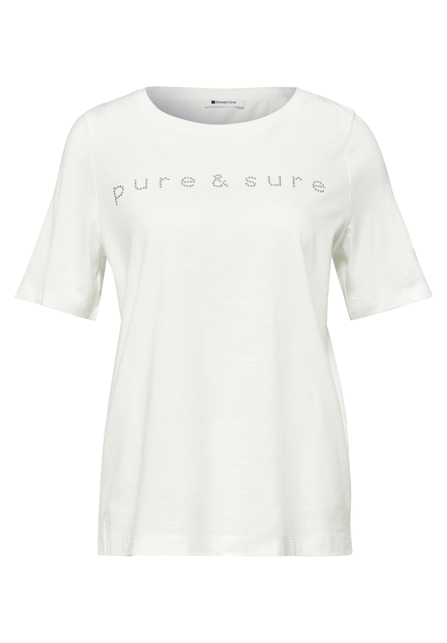 T-Shirt mit Rundhals und Schmucksteinen
