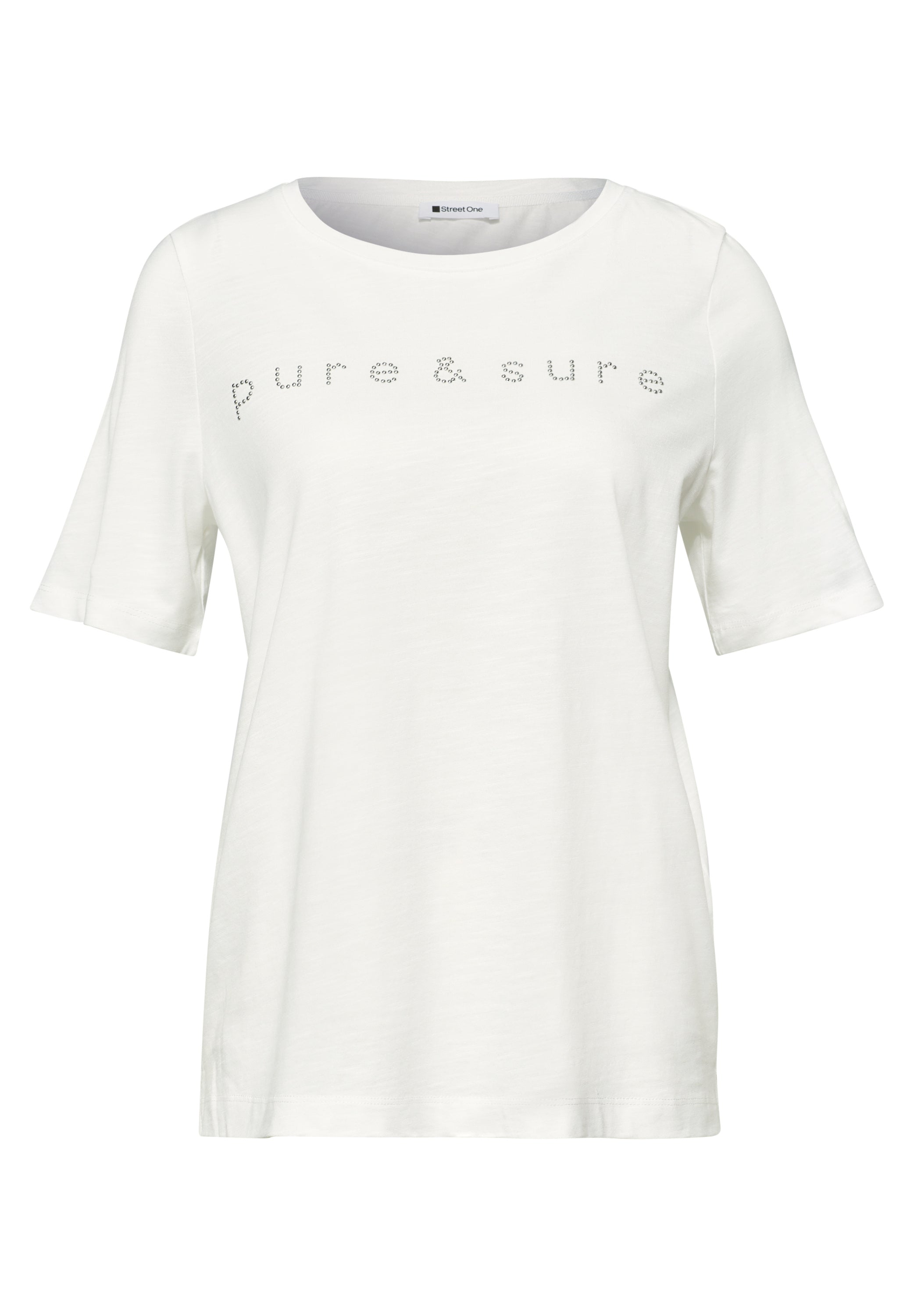 T-Shirt mit Rundhals und Schmucksteinen