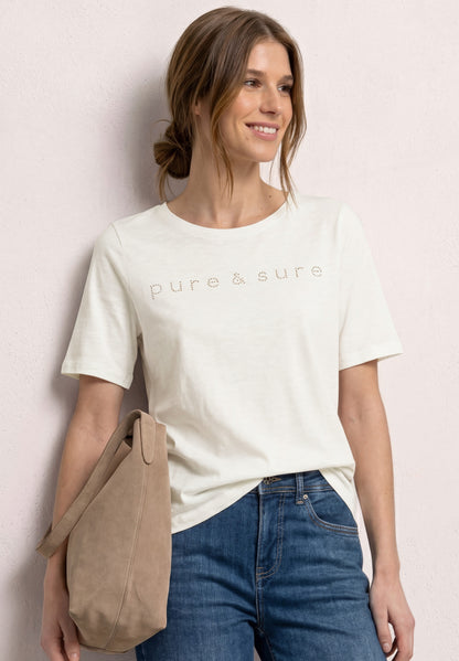 T-Shirt mit Rundhals und Schmucksteinen