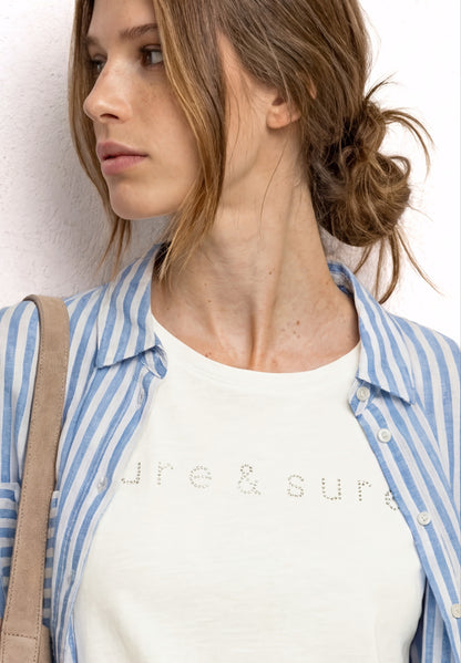 T-Shirt mit Rundhals und Schmucksteinen
